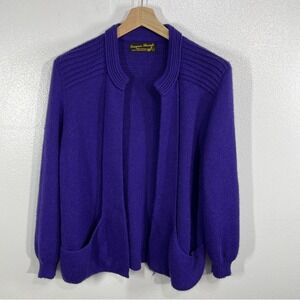 Designer Threads Purple 100% Alpaca Knit‎ Cardigan Sweater L Hand Made In Peru